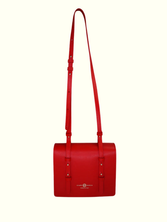 Diana Red Italian Leather Saddle Bag