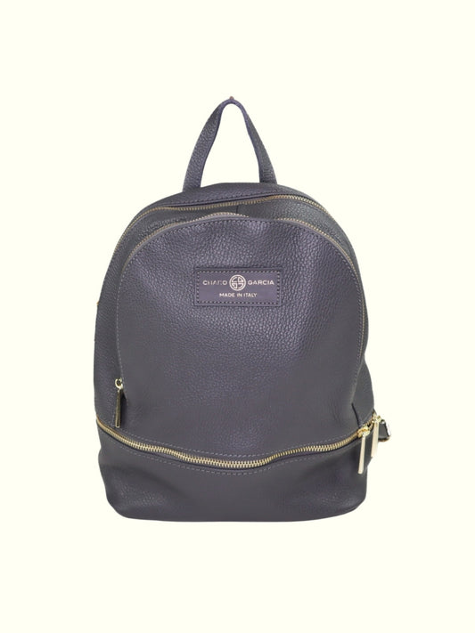 Angelita Dark Gray Italian Leather Backpack