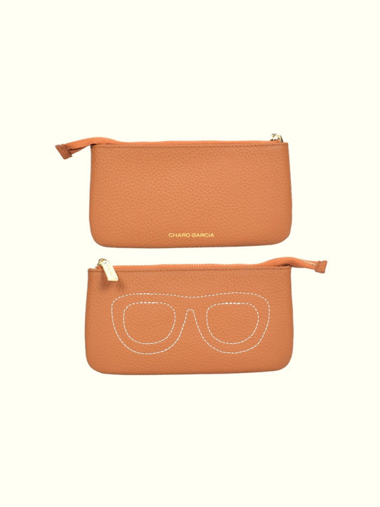 Camel Leather Glasses Case