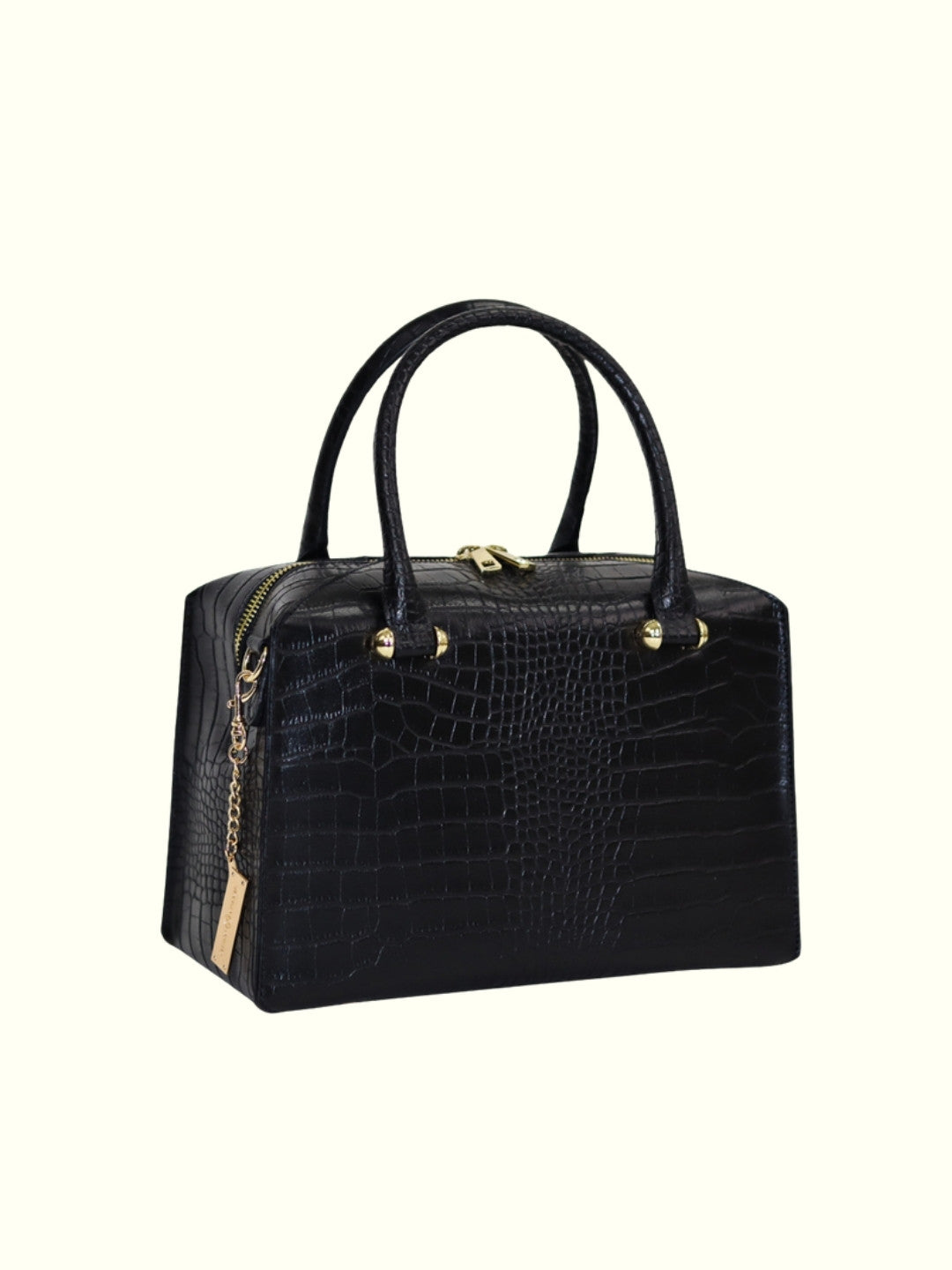 Indira Black Leather Trunk Bag