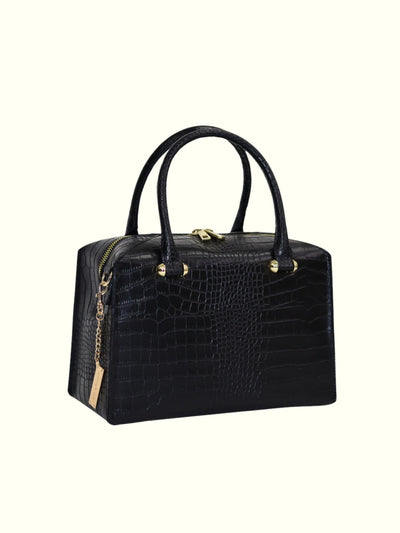 Indira Black Leather Trunk Bag