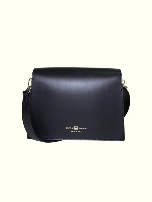 Danna Black Italian Leather Crossbody Bag