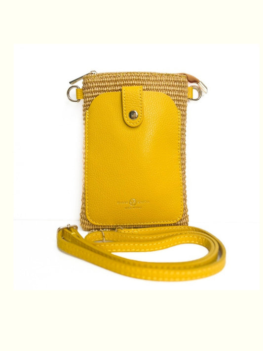 Kary Mustard Raffia Crossbody Bag