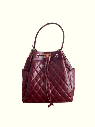 Erika Ruby Italian Leather Tote Bag