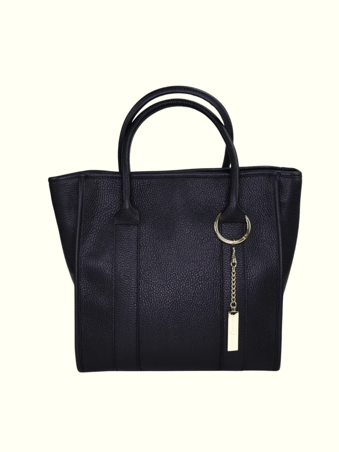 Lorena Black Italian Leather Tote Bag