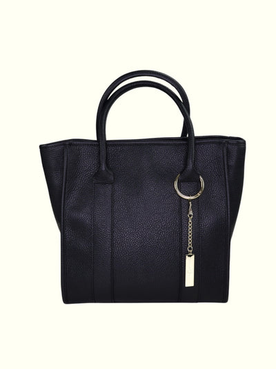 Lorena Black Italian Leather Tote Bag