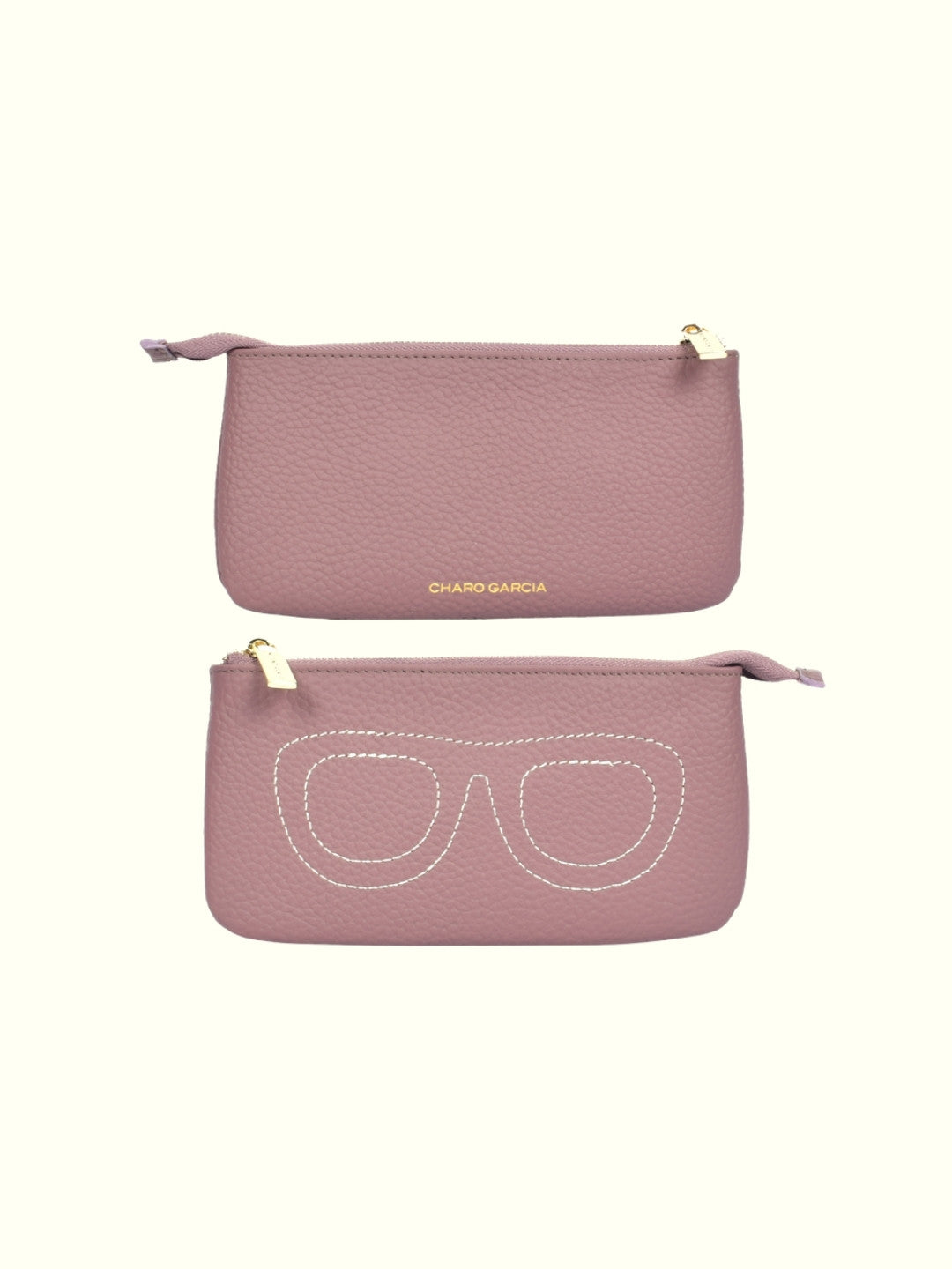 Estuche de cuero morado para gafas