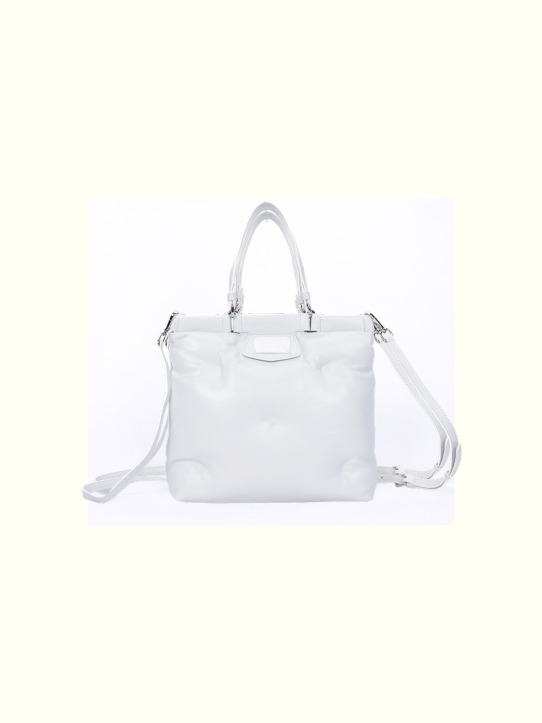 Fabiola White Leather Tote Bag