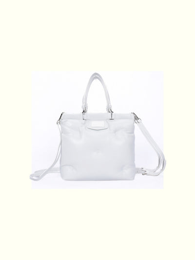 Fabiola White Leather Tote Bag