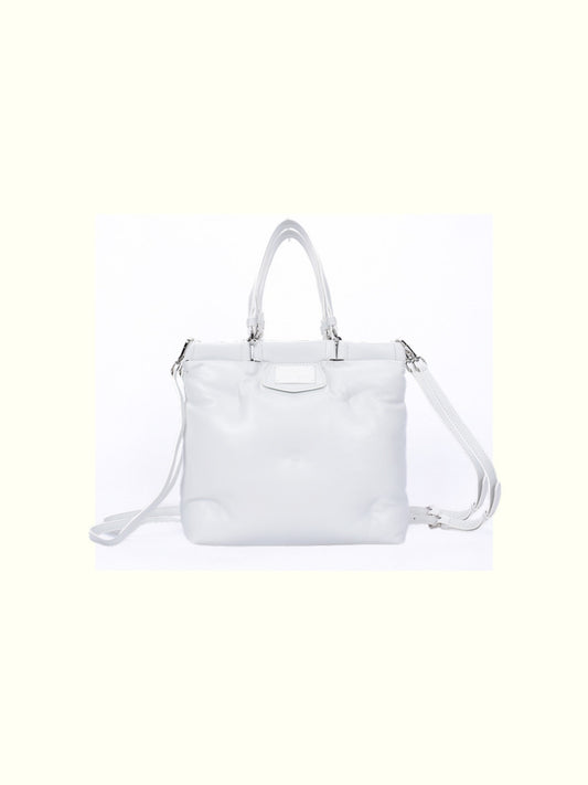Fabiola White Leather Tote Bag