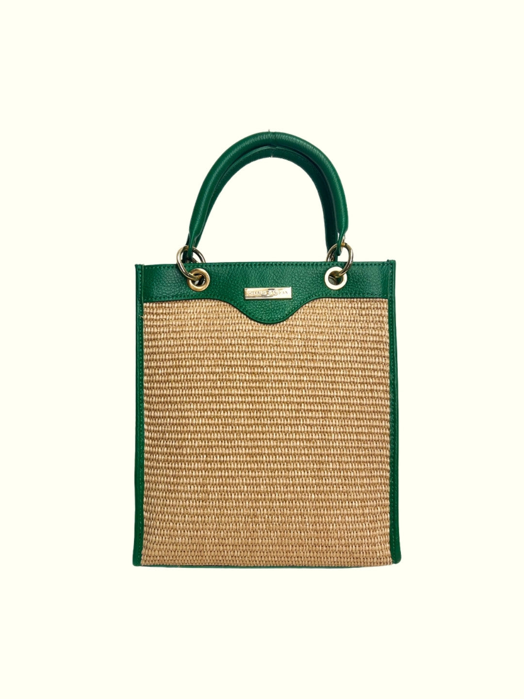 Merce Green Raffia Tote Bag