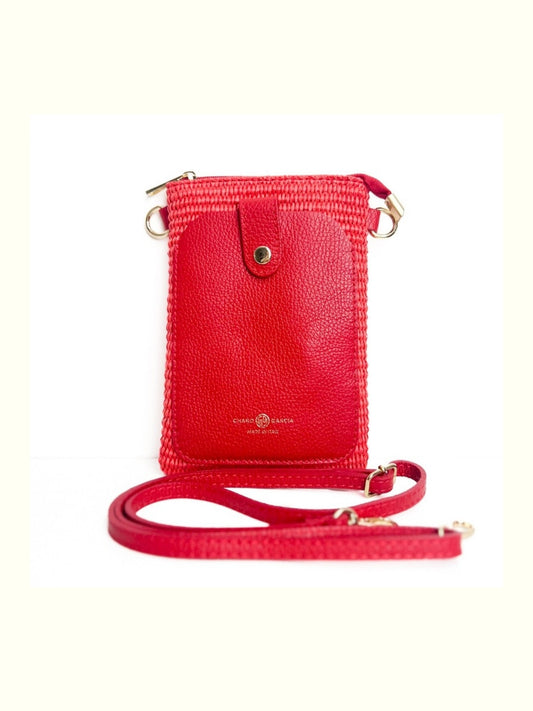 Kary Red Raffia Crossbody Bag