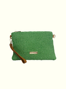 Chelo Green Raffia Crossbody Bag