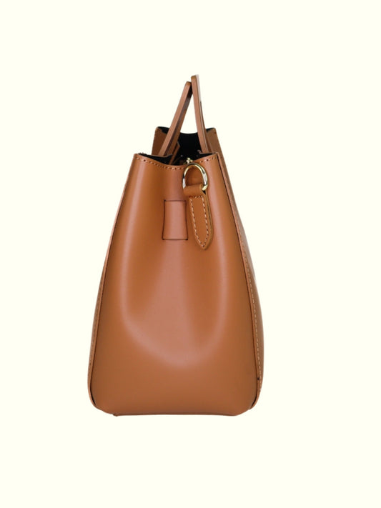 Katherine Camel Italian Leather Tote Bag