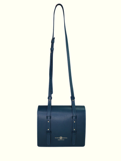 Diana Petrol Blue Italian Leather Saddle Bag