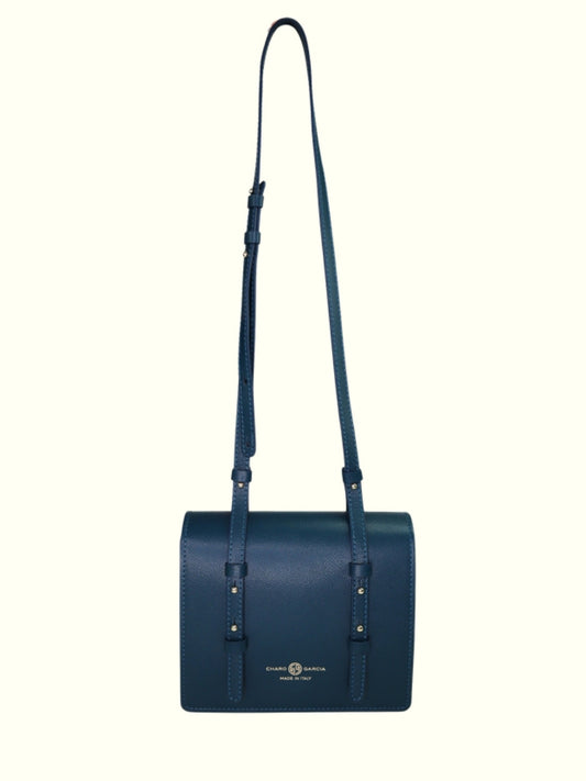 Diana Petrol Blue Italian Leather Saddle Bag