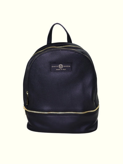 Angelita Black Italian Leather Backpack