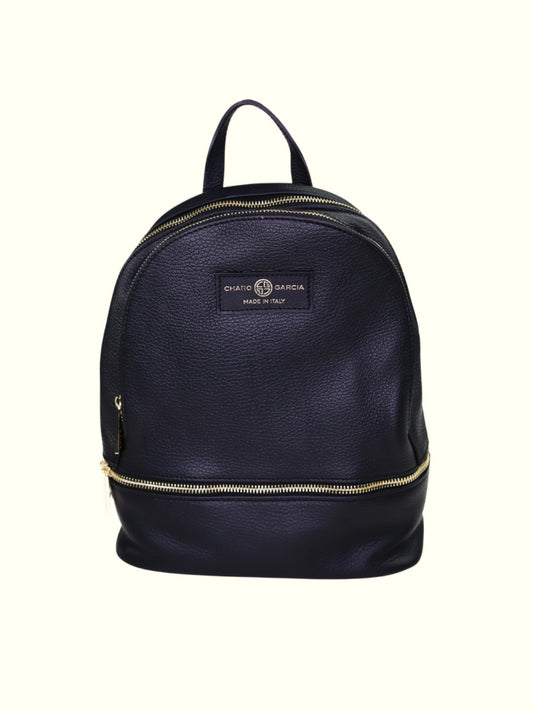 Angelita Black Italian Leather Backpack
