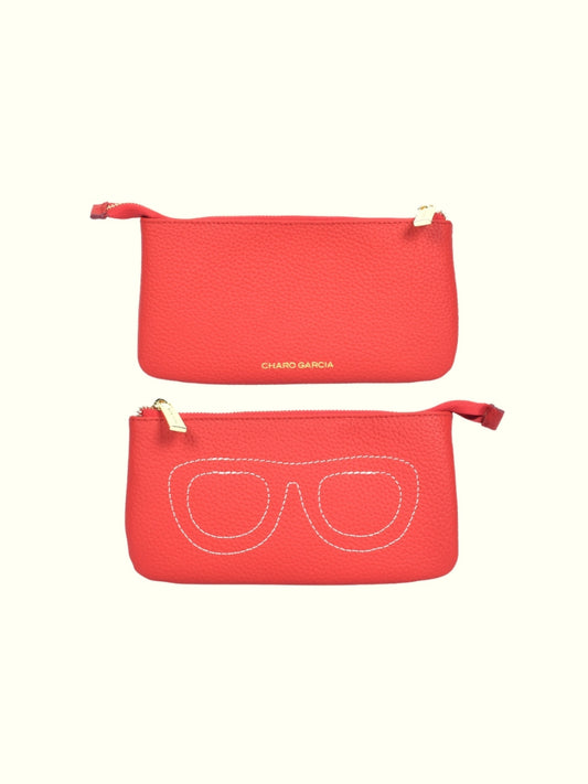 Red Leather Glasses Case