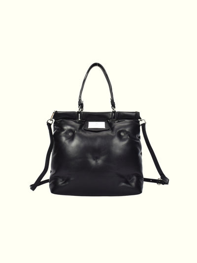 Fabiola Black Leather Tote Bag