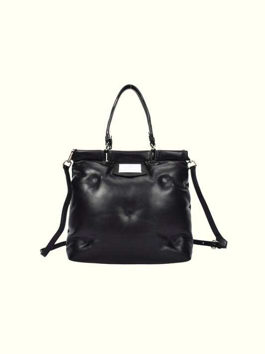 Fabiola Black Leather Tote Bag
