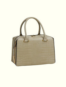 Indira White Leather Baul Bag