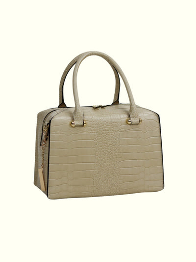 Indira White Leather Trunk Bag