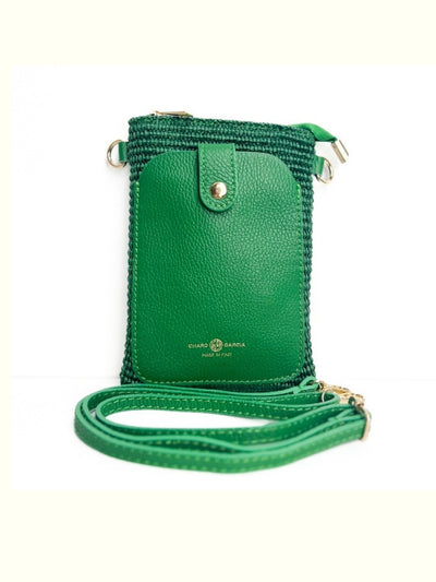 Kary Green Raffia Crossbody Bag