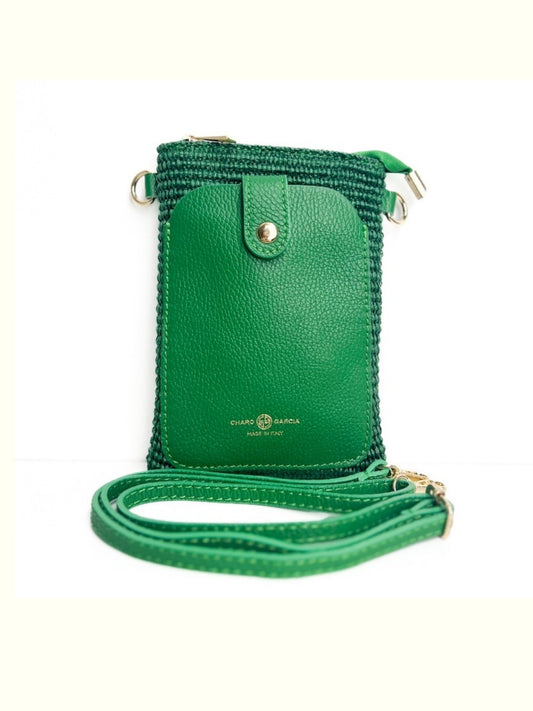 Kary Green Raffia Crossbody Bag