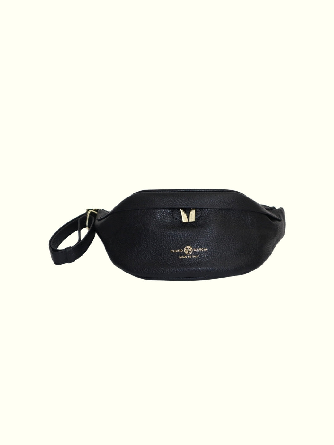 Madelein Black Italian Leather Waist Bag