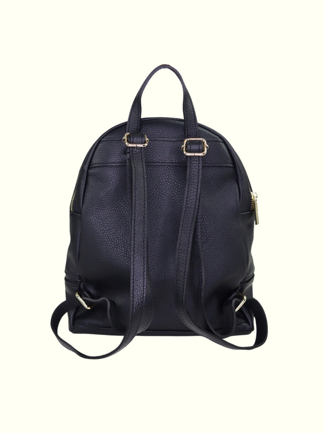 Angelita Black Italian Leather Backpack