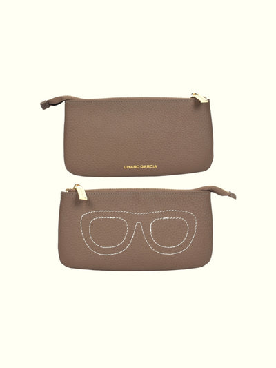 Taupe Leather Glasses Case