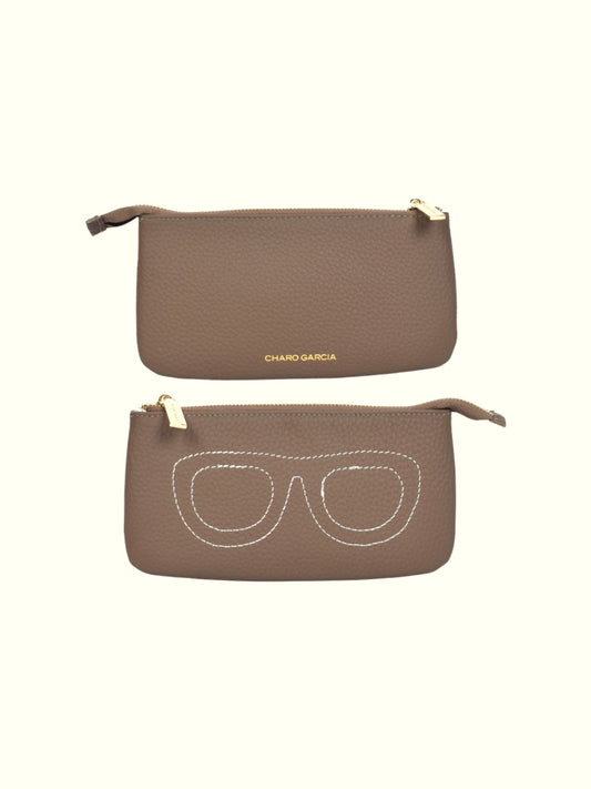 Taupe Leather Glasses Case