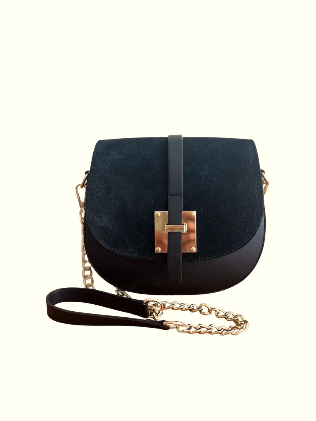 Daniela Black Italian Leather Crossbody Bag