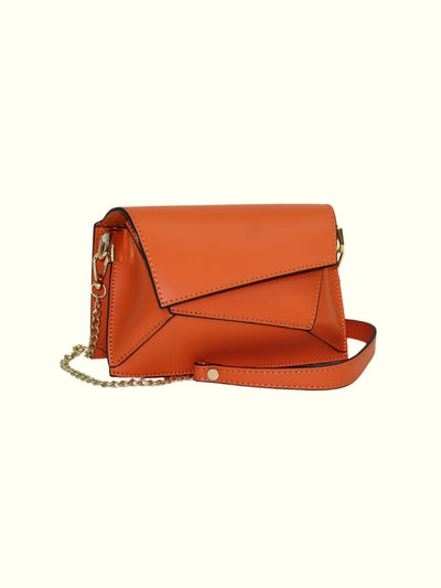 Isabel Orange Leather Crossbody Bag