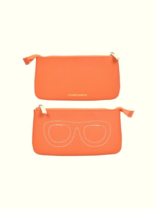 Orange Leather Glasses Case