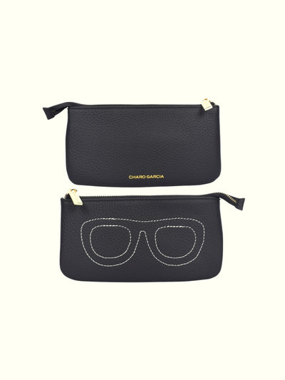 Estuche de gafas de cuero negro