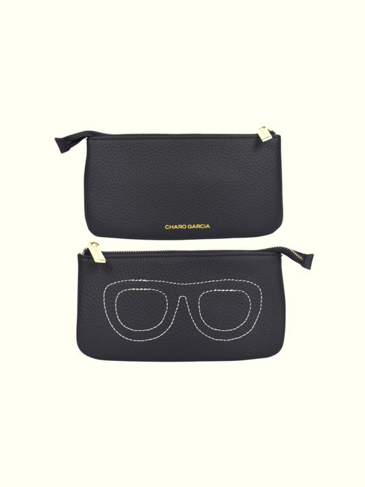 Black Leather Glasses Case