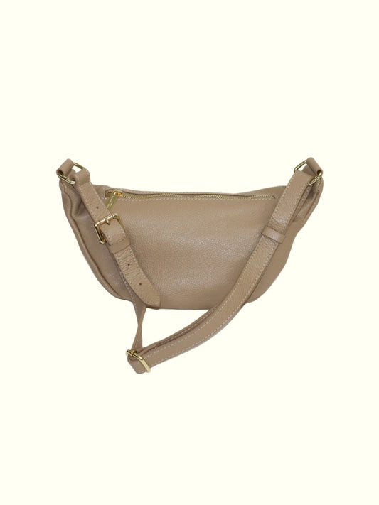 Madelein Taupe Italian Leather Waist bag