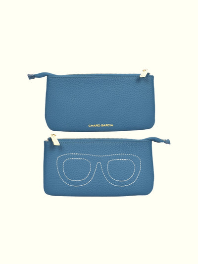 Blue Leather Glasses Case