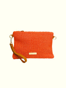 Chelo Raffia Orange Raffia Crossbody Bag