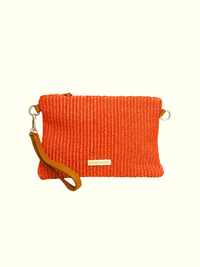 Chelo Raffia Orange Raffia Crossbody Bag