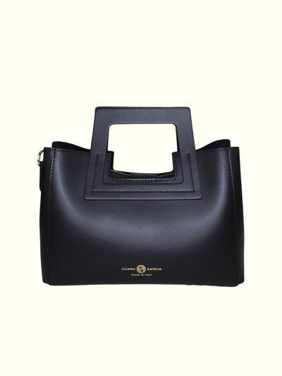 Katherine Black Italian Leather Tote Bag