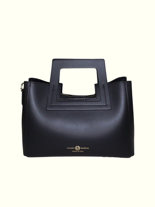 Katherine Black Italian Leather Tote Bag