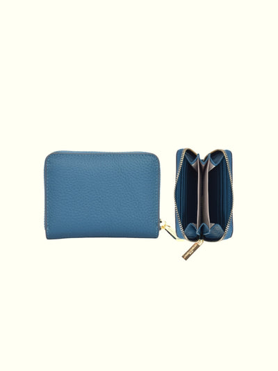 Billetera de cuero italiana azul