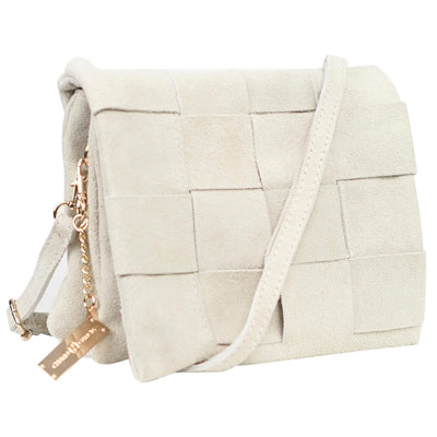 Borse a tracolla da donna in pelle scamosciata CHARO GARCIA - Borsa a tracolla in pelle scamosciata italiana - Borse a tracolla casual da sera - Borse a tracolla leggere con due scomparti e tracolla rimovibile per l'uso quotidiano