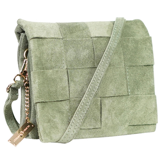 CHARO GARCIA Women`s Suede Crossbody Bags - Italian Suede Leather Purse - Casual Outgoing Over the Shoulder Bags - Lightweight Crossbody Purses with Two Compartments and Detachable Strap for Daily Use