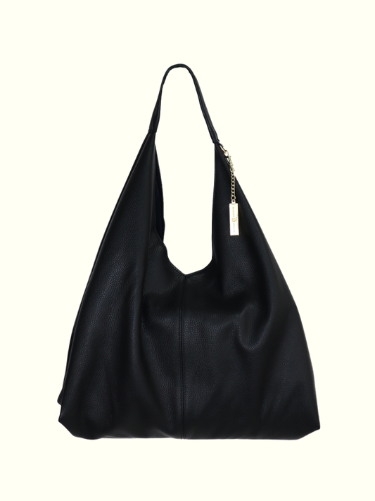 Adriana Black Italian Leather Shoulder Bag