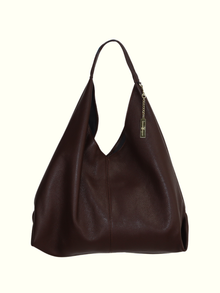 Adriana Moka Italian Leather Shoulder Bag