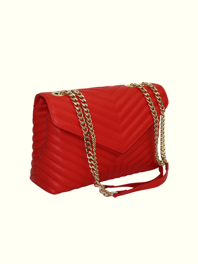 Borsa a Spalla Angelica in Pelle Italiana Rossa